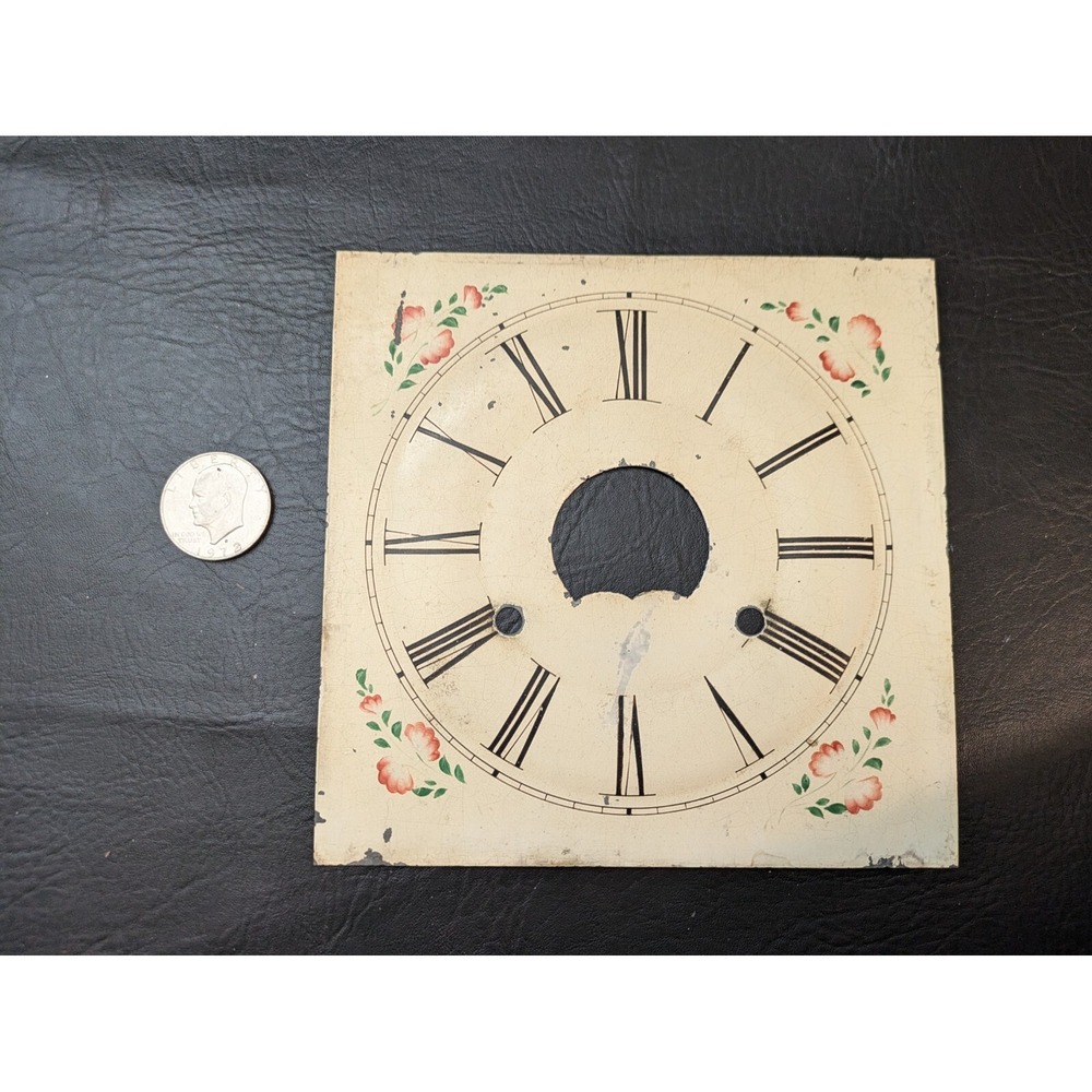 Antique Hand Painted Metal Dial Roman Numerals for Gilbert Wall Clock 8.5 In